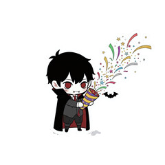 Vampire celebrating with a party popper