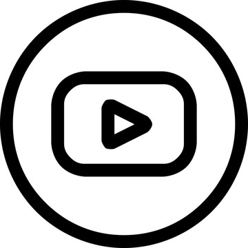 Youtube Social Media Logo Icon - Black Circle Line Symbol SVG, Vector 