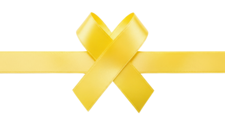 Isolated Yellow Ribbon Awareness Symbol Tied in a Loop on Clean White Background