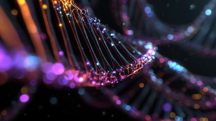 DNA strands create vibrant database system showcasing intricate patterns and colors that evoke sense of wonder and discovery