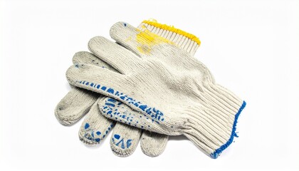 Work Gloves Folded, Isolated on White Background