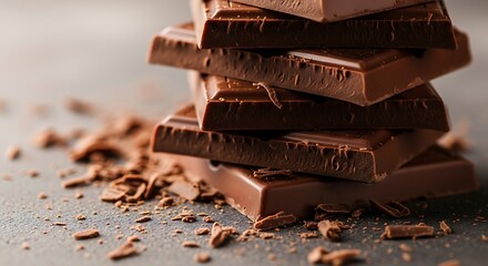 Dark Chocolate Stacked Bars Closeup.