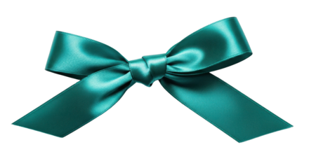 Shiny Teal Turquoise Silk Ribbon Bow Isolated on White Background