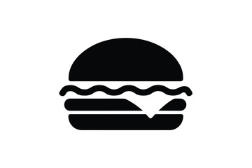 Simple black silhouette icon of a cheeseburger