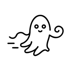 Ghost Floating With Wind Swirls Icon Line Art