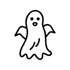Ghost Hovering Above Ground Icon Line Art
