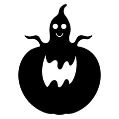Ghost Inside Pumpkin With Fog Effect Icon Vector Silhouette