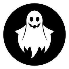 Ghost Inside Round Pumpkin Icon Vector Silhouette