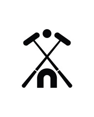 Abstract symbol representing mini golf with crossed putters and ball