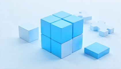 Obraz premium Business teamworkconcept - cube assembling from blocks. 3d rendering