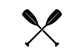 Two crossed wooden oars silhouette icon