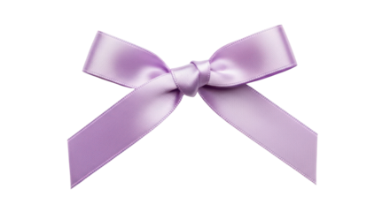 Lilac satin ribbon bow for gift wrapping isolated PNG with Transparent Background