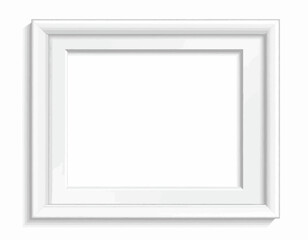 Fototapeta premium White realistic empty picture frame isolated on a white background, perfect for your photograph or design mockup to showcase memories