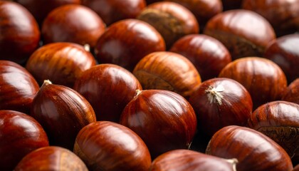 Fototapeta premium Close Up of Brown Chestnuts.