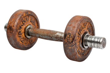 Old rusty dumbbell isolated. dumbbell isolated on white background