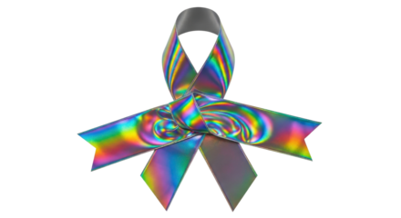 Rainbow ribbon symbol for awareness and support isolated PNG with Transparent Background