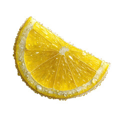 Half Lemon Slice with Glossy Shine on white background