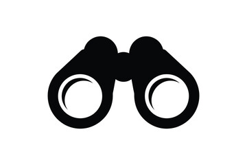 Black silhouette icon of binoculars for observation and exploration