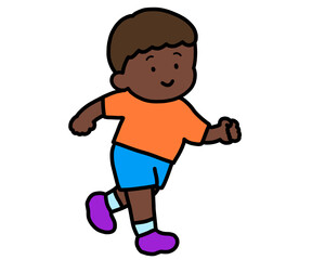 笑顔で走る黒人の男の子