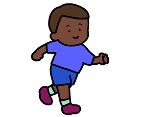 笑顔で走る黒人の男の子
