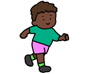 笑顔で走る黒人の男の子