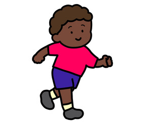 笑顔で走る黒人の男の子