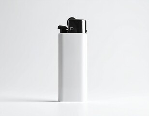 A clean white plastic disposable lighter mockup isolated on a bright studio background for branding presentation and design
