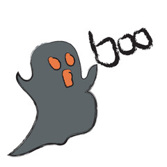 Ghost Doodle Boo Text Halloween Illustration Vector
