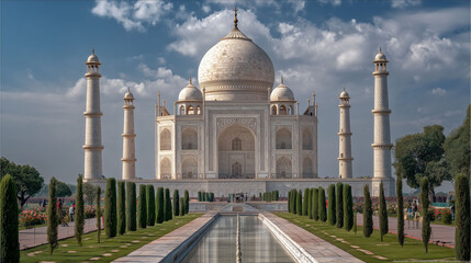 A majestic palace-mosque, with domes, towers, and marble, rises. Visitors stroll through the gardens next to… A reflection glitters in the water lifestyle