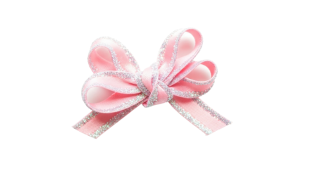 Pink ribbon bow for gift wrapping and decoration isolated PNG with Transparent Background