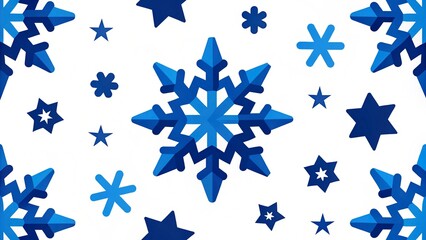 Obraz premium Snowflakes seamless pattern. Blue snowflakes on white background