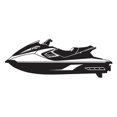 Naklejka premium black and white silhouette of a jet ski vector on a white background