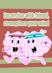 brain jogging cute brain cartoon style illustration