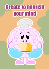brain make bread cute brain cartoon style illustration