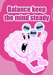 brain juggling ball cute brain cartoon style illustration