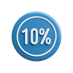 Blue circle with 10 text isolated on transparent background