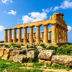 Obraz premium Ancient ruins of a temple, sunny day