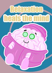 brain relax cute brain cartoon style illustration