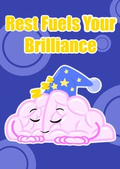 sleeping brain cute brain cartoon style illustration