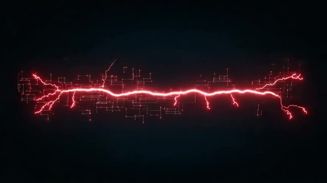 Dynamic digital lightning bolt striking through a dark background, showcasing energy and innovation in technology and design. - Powered by Adobe