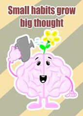 brain watering flower cute brain cartoon style illustration
