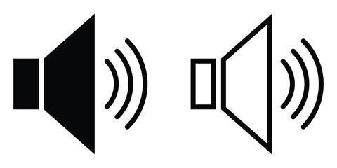 Dark isolated speaker shape icon on white background. Wireless multimedia vector icons set. Volume audio icons on white page. EPS 10. 