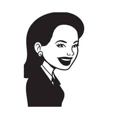 Beautiful Woman in Formal Dress Black and White Illustration Vector Art Design