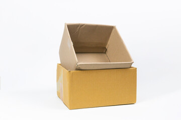 Cardboard box isolated on white background.