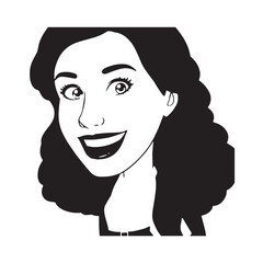 Beautiful Woman in Formal Dress Black and White Illustration Vector Art Design