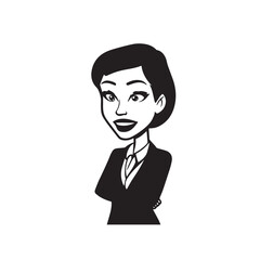 Beautiful Woman in Formal Dress Black and White Illustration Vector Art Design