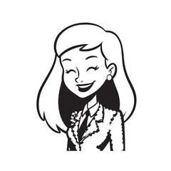 Beautiful Woman in Formal Dress Black and White Illustration Vector Art Design
