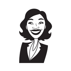 Beautiful Woman in Formal Dress Black and White Illustration Vector Art Design