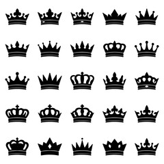 Gold vintage royal crowns, a luxurious collection of imperial heraldic vector signs and jewelry icons