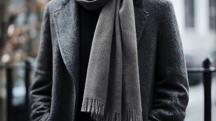 Classic Wool Coat with Scarf – Stylish Winter Day Outfit